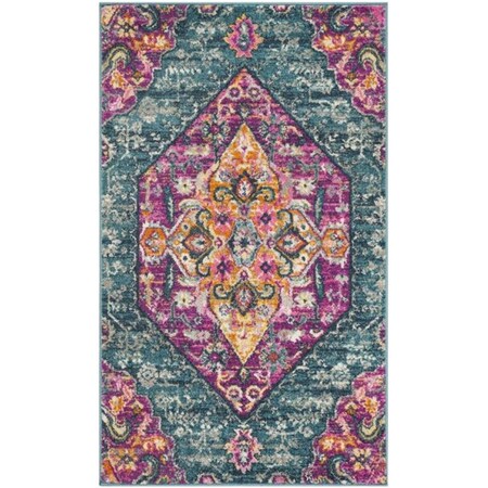 Safavieh 3 x 5 ft. Small Rectangle Madison Power Loomed Rug, Blue and Fuchsia MAD119C-3
